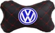 Подушка на подголовник EVAtech ECO 27 х 16 см Volkswagen Черная с красной нитью (SPCRBRVV033) - изображение 1