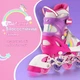 Роликовые коньки раздвижные Inline Skates PU свет размер 29-33 стелька 18-20,5 см с шлемом и защитой Pink (3746347574) - изображение 3