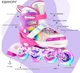 Роликовые коньки раздвижные Inline Skates PU свет размер 29-33 стелька 18-20,5 см с шлемом и защитой Pink (3746347574) - изображение 5