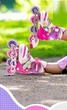 Роликовые коньки раздвижные Inline Skates PU свет размер 29-33 стелька 18-20,5 см с шлемом и защитой Pink (3746347574) - изображение 6