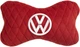 Подушка на подголовник EVAtech 27 х 16 см Volkswagen Красная с красной нитью (SPALMRRRRV032) - изображение 1