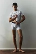 Набір подовжених бавовняних боксерів H&M mid trunks розмір XL 5 шт light blue mix 0085 - зображення 4