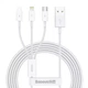 Кабель зарядки 3в1 Baseus Superior Series Fast Charging 3-in-1 (Micro USB+Lightning+Type-C) 3.5A (1.5m) White - изображение 1