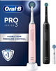 Zestaw szczoteczek elektrycznych Oral-B Pro3 3900N Black CA + Pink CA (8006540760277) (955555908654039) - Outlet - obraz 1