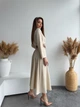 Женское платье-рубашка длины миди Le'Katrin 5514-6L Бежевый - изображение 2
