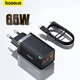 Зарядное устройство Baseus GaN5 Pro 65W (2C+U) PD3.0, QC4.0 + кабель Type-C to Type-C - изображение 1