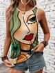 Майка Face Print яскрава літня жіноча французький стиль Різнокольорова S/M - зображення 3