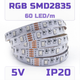 Светодиодная RGB SMD2835 лента 60 светодиодов на метр, 5 вольт, 5V, 60 LED/м, IP20 - изображение 1