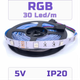 Светодиодная RGB SMD5050 лента 30 светодиодов на метр, 5 вольт, 5V, 30 LED/м, IP20 - изображение 1