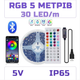 Світлодіодна RGB стрічка IP65 комплект 5м з пультом 44 кнопки та Bluetooth 30 світлодіодів на метр, USB 5V - зображення 1