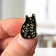 Значок (пін) BROCHE брошка біжутерія Тварини Сплячий Кошеня з квітами чорний BRGV114764 - зображення 4