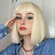 Женский парик Wig-LC3021-1 короткие волосы из высокотемпературного волокна / каре с челкой, экстра блонд (98739234) - изображение 4