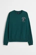 Світшот H&M темно-зелений з принтом QVSIR115 XS - изображение 1