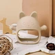 Детский силиконовый прорезыватель на ручку Kitty игрушка - грызунок с держателем в форме кота, 10х12 см, бежевый "S" (98773551) - изображение 1
