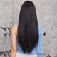 Жіноча перука LC8020-1 довге рівне синтетичне волосся з однотонним фарбуванням і чубчиком, чорний (98874157) - зображення 4