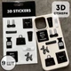 Об'ємні 3D наліпки "Black edition " Набір 9 стікерів для декора телефона, ноутбука, блокнота, подарунків SB-43 - зображення 1