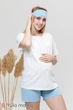 Піжама для вагітних та годуючих мам oversize футболка та шорти Janice розмір L Юла Мама Білий+Блакитний - зображення 9
