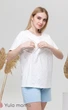 Піжама для вагітних та годуючих мам oversize футболка та шорти Janice розмір L Юла Мама Білий+Блакитний - зображення 10