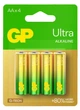 Батарейка GP Ultra Alkaline 1.5V (LR6) лужна 15AUETA21-2BC4 блістер 4 шт в упаковці (4891199027598) - зображення 1