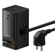 Мережевий зарядний пристрій з 2 виходами 65W Baseus PowerCombo Digital PowerStrip (1USB/2Type-C, 65W, 2 AC). Black - зображення 2
