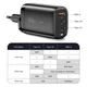 Зарядное устройство Essager GaN 65w быстрая зарядка для смартфонов и ноутбуков QC4.0 PD3.0 USB + 2x Type-C Черный - изображение 5