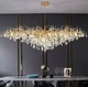Удлиненная роскошная люстра со стеклянными подвесами | Line F | Арт. 616L-1500 GD (MD 9005) - изображение 1