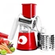 Овочерізка мультислайсер Tabletop Drum Grater Kitchen Master Терка для овочів та фруктів 3 насадки. Колір: червоний - зображення 12