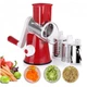 Овочерізка мультислайсер Tabletop Drum Grater Kitchen Master Терка для овочів та фруктів 3 насадки. Колір: червоний - зображення 14