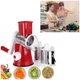 Овочерізка мультислайсер Tabletop Drum Grater Kitchen Master Терка для овочів та фруктів 3 насадки. Колір: червоний - зображення 15
