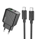 Адаптер сетевой HOCO Type-C to Type-C cable Sunlight dual-port charger CS23A |1USB/1Type-C, 30W/3A, PD/QC| - изображение 1