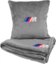 Подушка та плед в авто EVAtech із махри S для BMW M сірі (MBLMPSSGV006) - зображення 1
