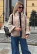 Модна демісезонна стьобана коротка куртка з в'язаними рукавами бежевий 42-46 КМ 31051 - зображення 6