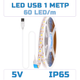 Светодиодная LED лента 1 метр IP65 с USB, влагозащита, 6000K - изображение 1