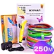 3D-ручка с разноцветным Эко Пластиком 250 м (12 цветов) с экраном и Трафаретами Желтая - изображение 1