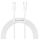 Кабель для Iphone на 1,5м. Type-C to Lightning Superior Series 20W білий, Baseus для зарядки та передачі даних (CATLYS-B02) - зображення 1