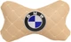 Подушка на подголовник EVAtech ECO 27 х 16 см BMW Бежевая с бежевой нитью (SPCRIIV005) - изображение 1