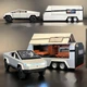 Масштабна модель автомобіля Tesla Cybertruck Pickup із трейлером та квадроциклом. Металева машинка. - зображення 1