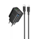 Зарядне мережеве BOROFONE BA83A (1хUSB-C/1хUSB) (PD/QC 20W) + кабель Type-C to Lightning для заряджання телефону/смартфону Чорний - зображення 1