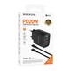 Зарядне мережеве BOROFONE BA83A (1хUSB-C/1хUSB) (PD/QC 20W) + кабель Type-C to Lightning для заряджання телефону/смартфону Чорний - зображення 2