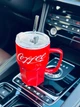 Чашка кружка керамічна з кришкою та соломинкою 400мл червона - зображення 2
