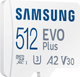 Карта памяти Samsung Evo Plus microSDXC 512GB UHS-I U3 V30 A2 + SD адаптер (MB-MC512SA/EU) - изображение 3