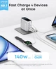 Зарядний пристрій Anker 140W USB-C Charger, 4 порти швидкої зарядки з технологією GAN, кольоровий дисплей - Silver (американська вилка) - зображення 2