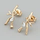 Серьги с кристаллами Swarovski Бамбуковая веточка 48906 размер 22х9 мм цвет серый вес 2.6 г позолота 18К - изображение 1
