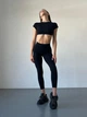 Спортивный костюм «Brazilian» (топ-футболка с чашками и леггинсы с пуш-ап эффектом), черного цвета, размер M - изображение 1