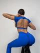 Спортивный костюм «Brazilian» (топ-футболка с чашками и леггинсы с пуш-ап эффектом), синего цвета, размер M - изображение 8