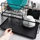 Сушарка для посуду чорна 2-х ярусна 48x29x28,5 см Vilde 229094 - зображення 2