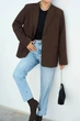 Жакет, пиджак, женский блейзер QU STYLE Темно-коричневый (DC241002 d-brown (Универсальный (SML)) - изображение 4