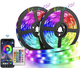 Умная светодиодная лента 5 м led rgb 5050 лед подсветка в комнату с пультом и bluetooth приложением диодная для комнаты самоклеющаяся водостойкая гибкая multicolor - изображение 2