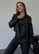 Куртка косуха коротка з еко шкіри 42-44 чорний IB 1064 - зображення 8