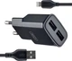 Сетевое зарядное устройство XO L92C 2 USB 2.4A + кабель USB - Lightning Черное (XO-L92C-L) - изображение 1